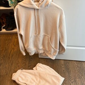 Nike womens Neutral Cream Cozy Hoodie and Sweatpants Set